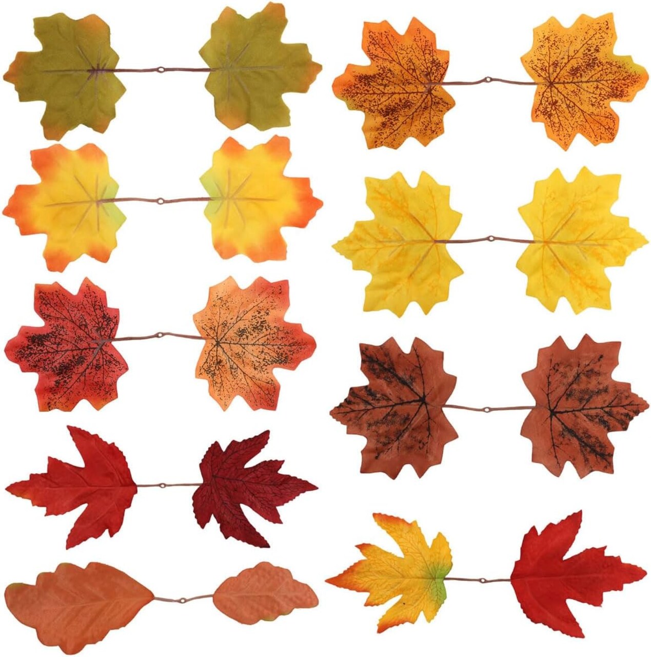 100 Pcs Artificial Maple Leaves Autumn Fall Leaves Bulk Assorted Mixed Garland for Craft,Wedding,Festival,Thanksgiving Party Decorations